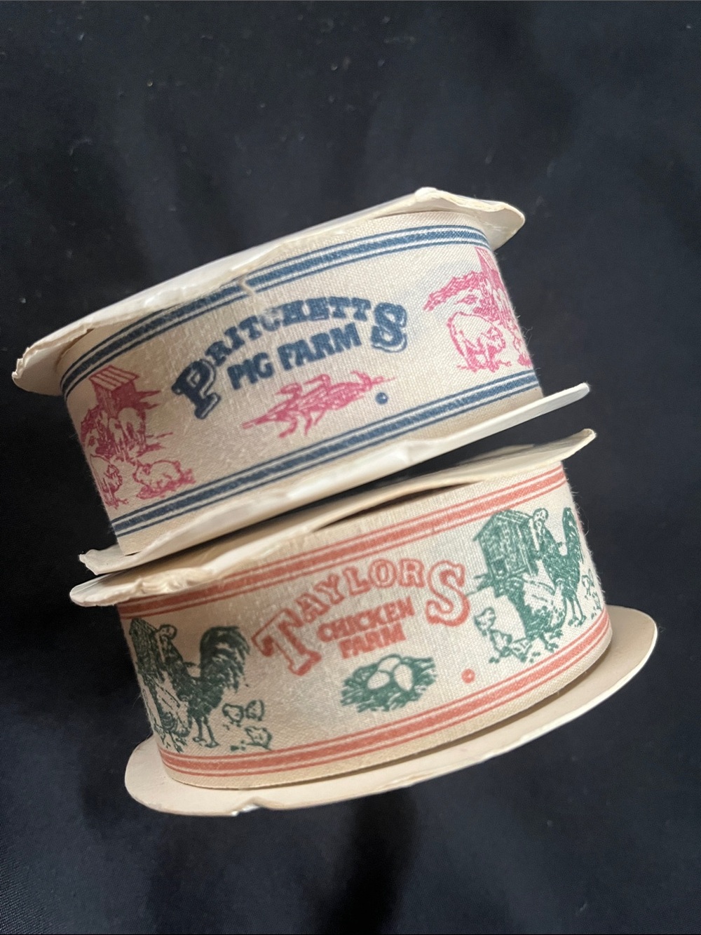 Vtg Taylors Chicken/Pritchetts Pig Farm Ribbon 1.5” Wide Country Farmhouse NOS